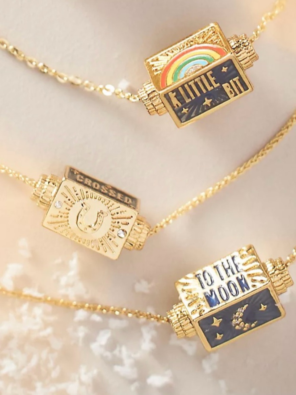 Anthropologie Gold Plated “To the Moon and Back” Spinner Pendant Necklace